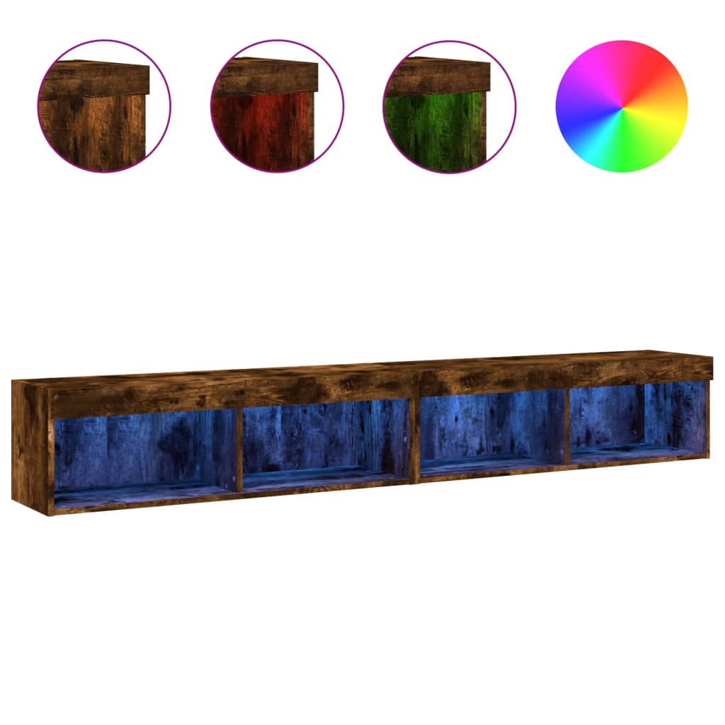 Meubles TV avec lumières LED 2 pcs chêne fumé 100x30x30 cm - XIOS