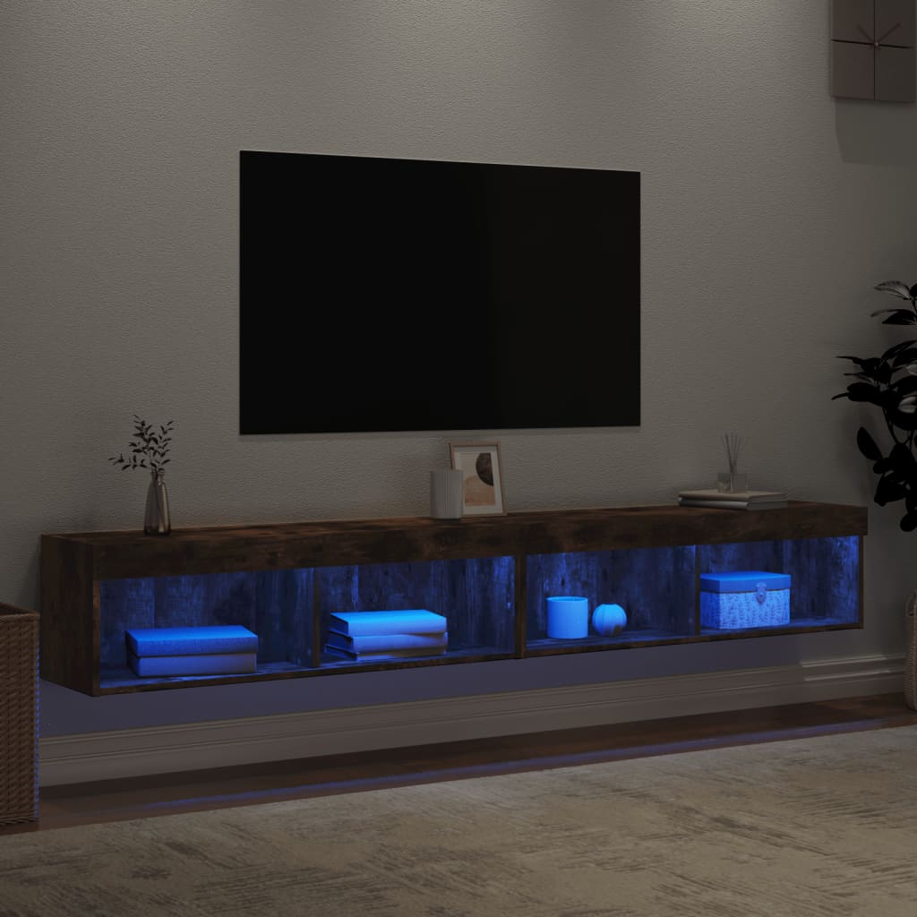 Meubles TV avec lumières LED 2 pcs chêne fumé 100x30x30 cm - XIOS