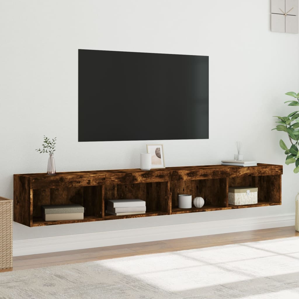 Meubles TV avec lumières LED 2 pcs chêne fumé 100x30x30 cm - XIOS