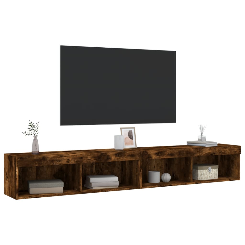 Meubles TV avec lumières LED 2 pcs chêne fumé 100x30x30 cm - XIOS