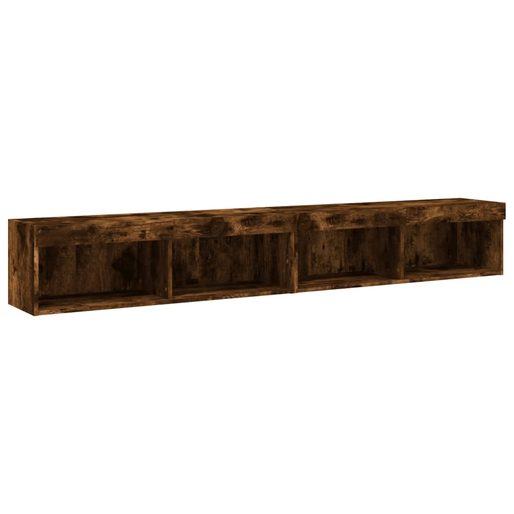 Meubles TV avec lumières LED 2 pcs chêne fumé 100x30x30 cm - XIOS