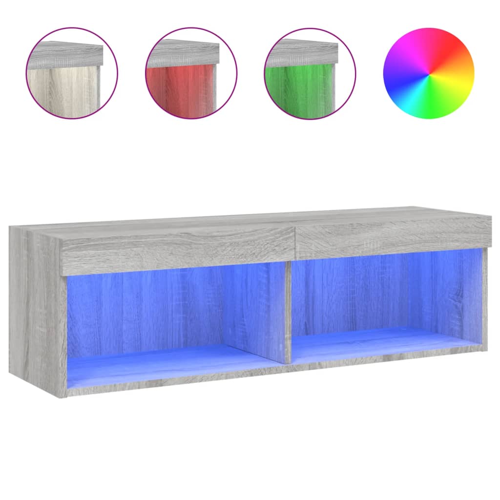 Meuble TV avec lumières LED sonoma gris 100x30x30 cm - XIOS