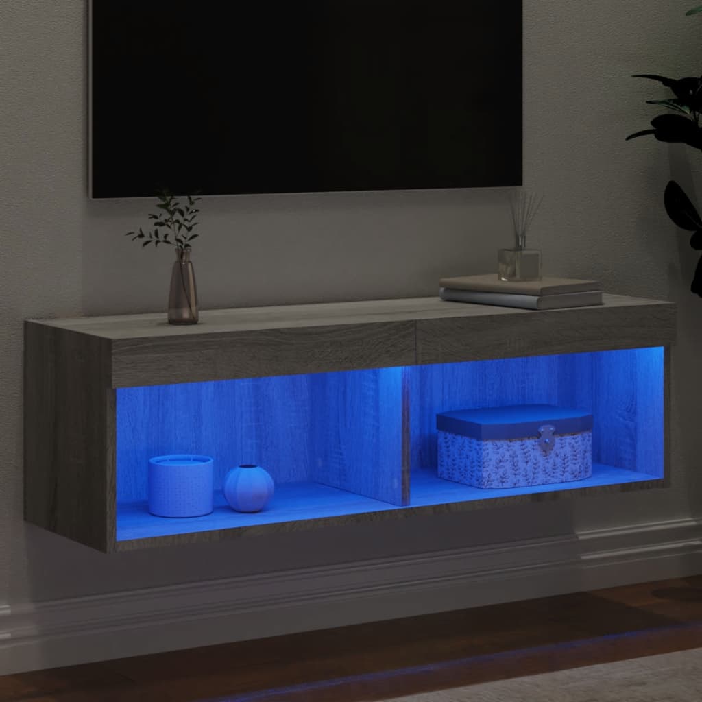 Meuble TV avec lumières LED sonoma gris 100x30x30 cm - XIOS