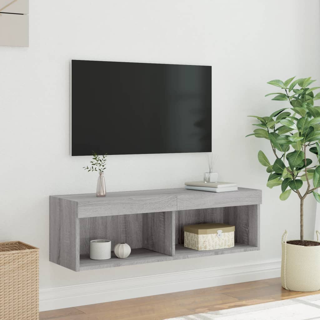 Meuble TV avec lumières LED sonoma gris 100x30x30 cm - XIOS