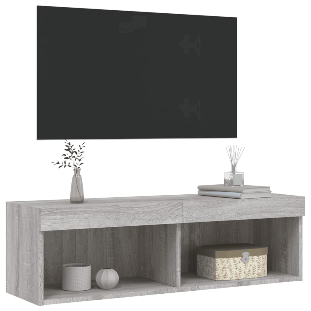 Meuble TV avec lumières LED sonoma gris 100x30x30 cm - XIOS