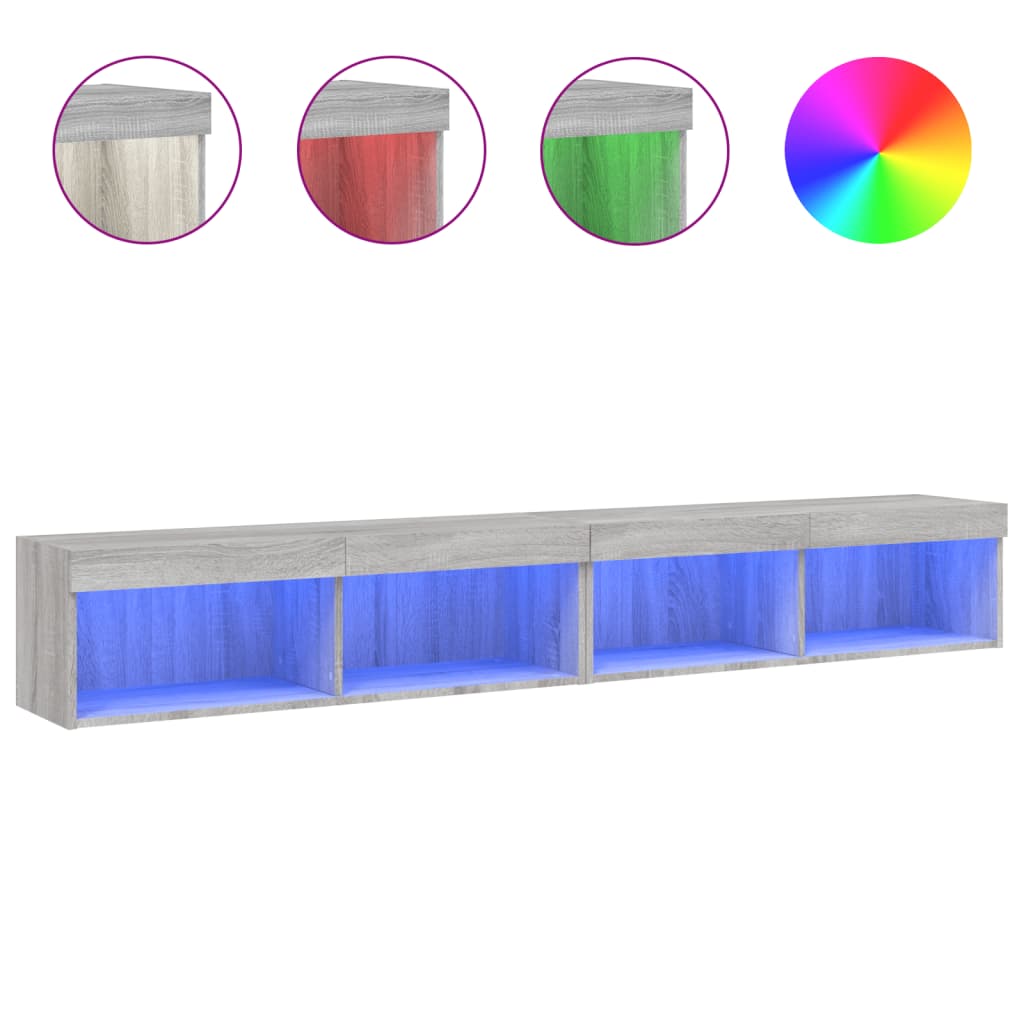 Meubles TV avec lumières LED 2 pcs sonoma gris 100x30x30 cm - XIOS