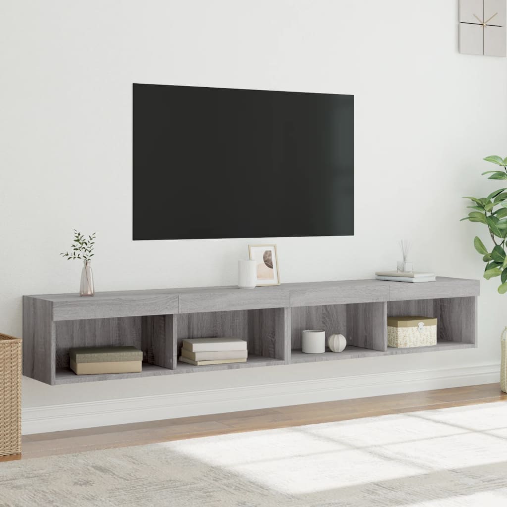 Meubles TV avec lumières LED 2 pcs sonoma gris 100x30x30 cm - XIOS