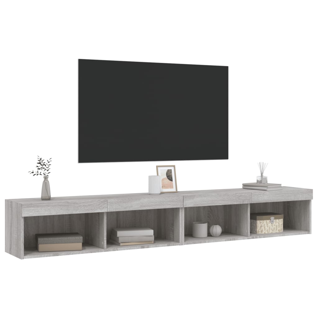 Meubles TV avec lumières LED 2 pcs sonoma gris 100x30x30 cm - XIOS