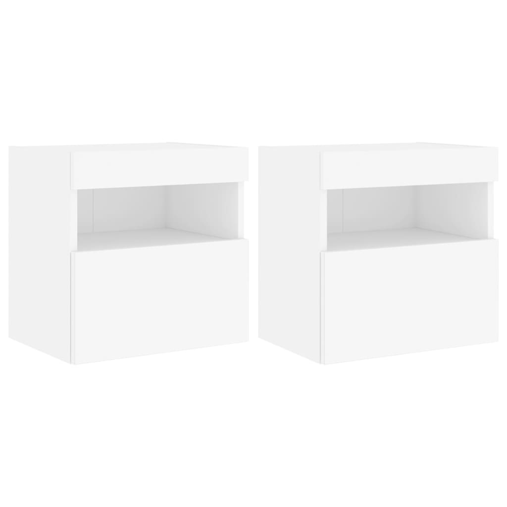 Meubles TV muraux avec lumières LED 2 pcs blanc 40x30x40 cm - XIOS