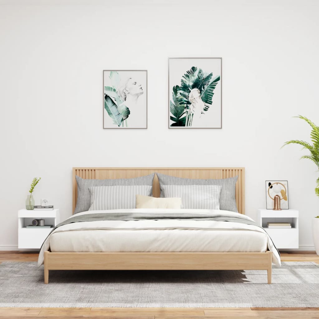 Meubles TV muraux avec lumières LED 2 pcs blanc 40x30x40 cm - XIOS