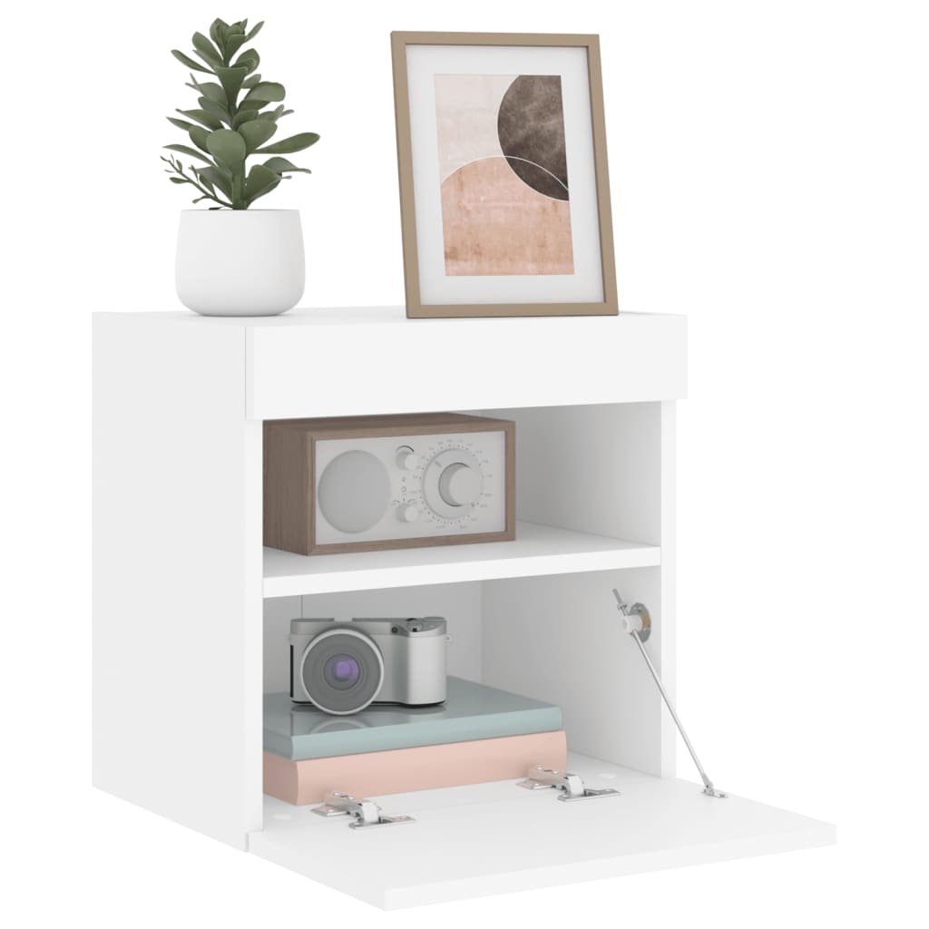 Meubles TV muraux avec lumières LED 2 pcs blanc 40x30x40 cm - XIOS
