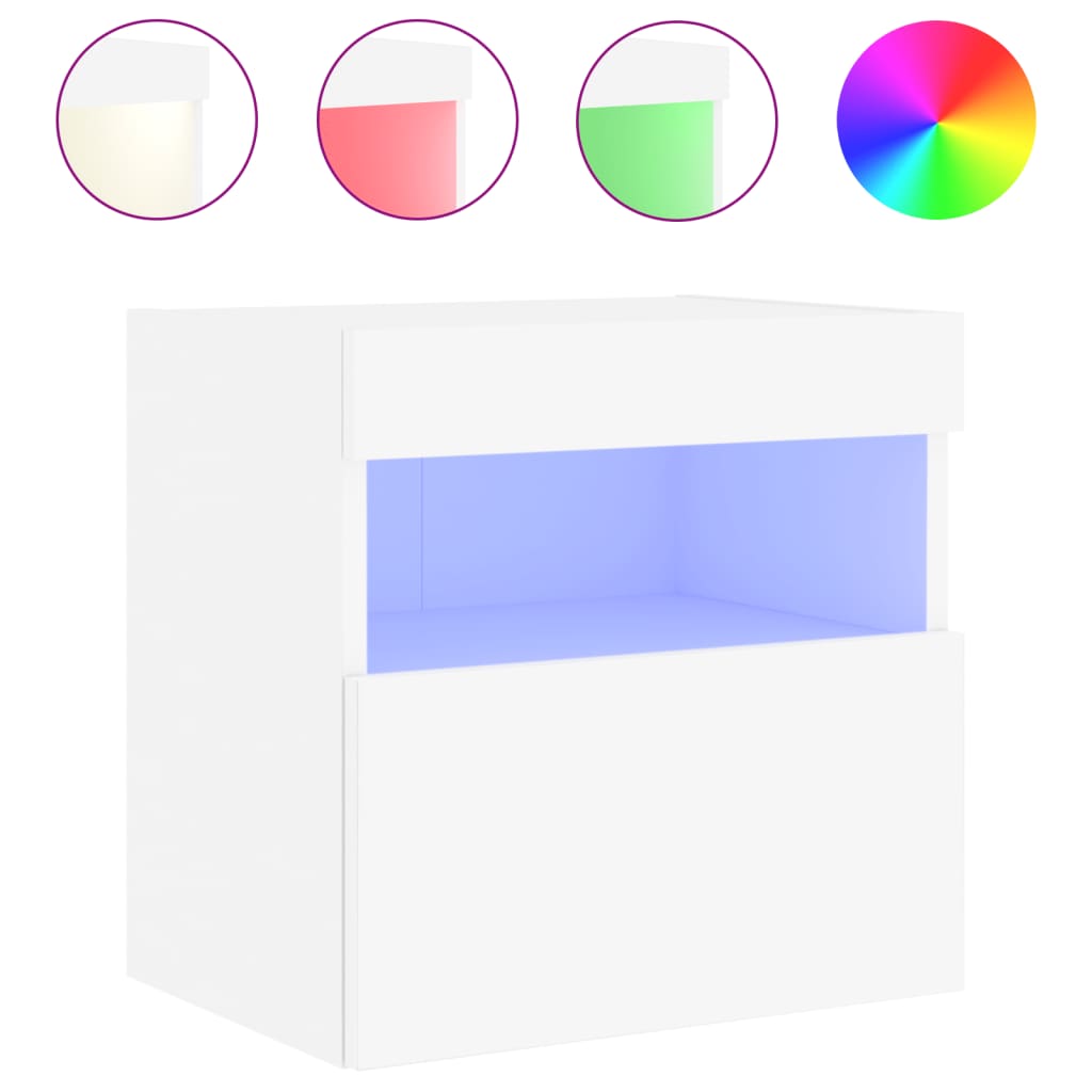 Meubles TV muraux avec lumières LED 2 pcs blanc 40x30x40 cm - XIOS