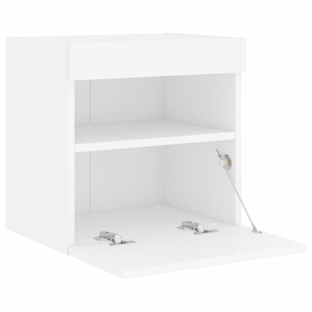 Meubles TV muraux avec lumières LED 2 pcs blanc 40x30x40 cm - XIOS