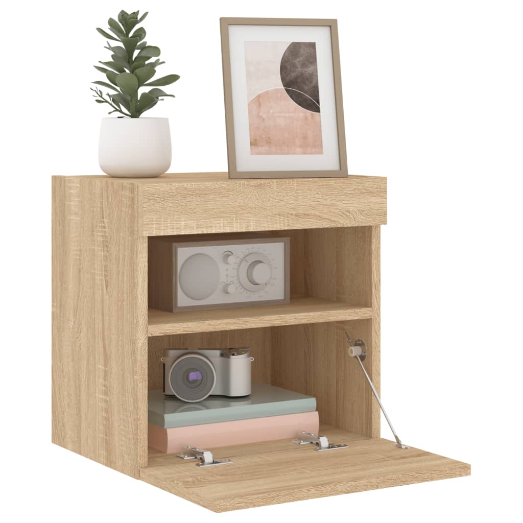 Meuble TV mural avec lumières LED chêne sonoma 40x30x40 cm Armoires & meubles de rangement vidaXL