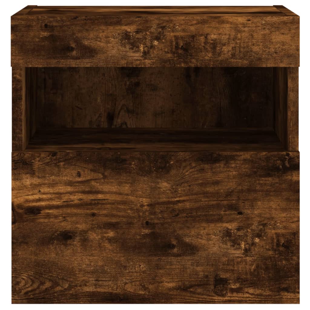 Meuble TV mural avec lumières LED chêne fumé 40x30x40 cm - XIOS