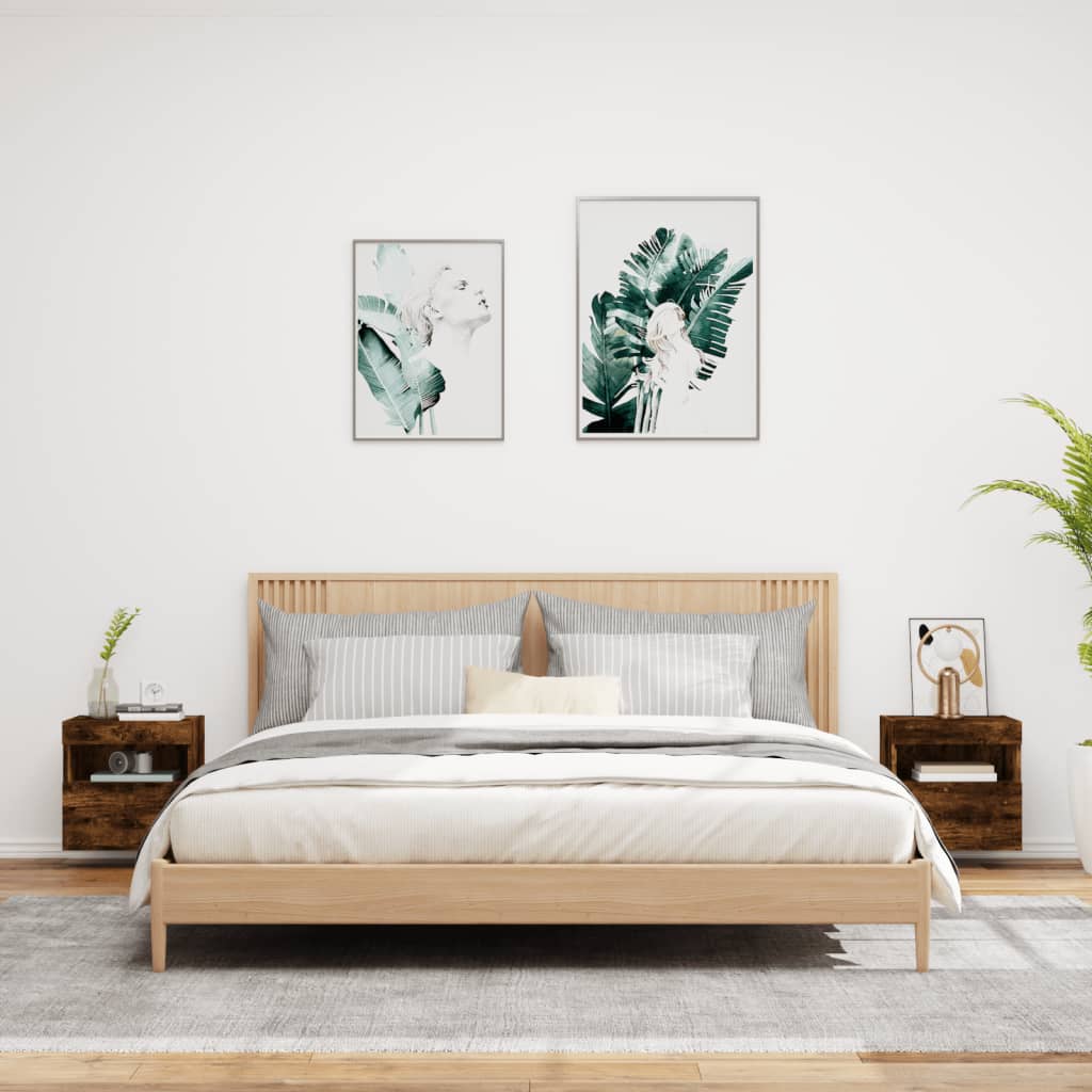 Meubles TV muraux et lumières LED 2pcs chêne fumé 40x30x40 cm - XIOS