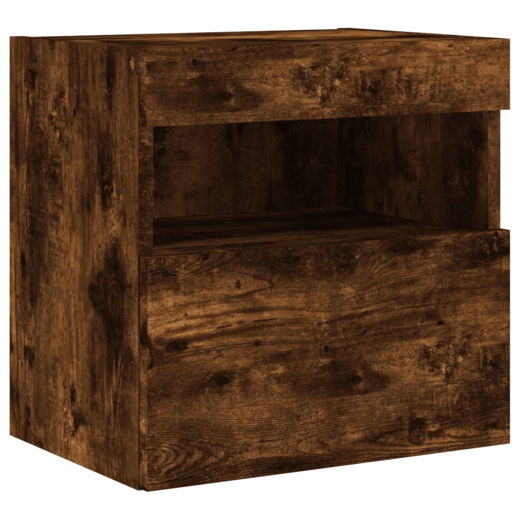 Meubles TV muraux et lumières LED 2pcs chêne fumé 40x30x40 cm - XIOS