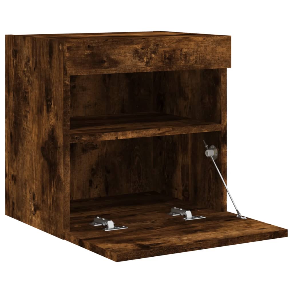 Meubles TV muraux et lumières LED 2pcs chêne fumé 40x30x40 cm - XIOS