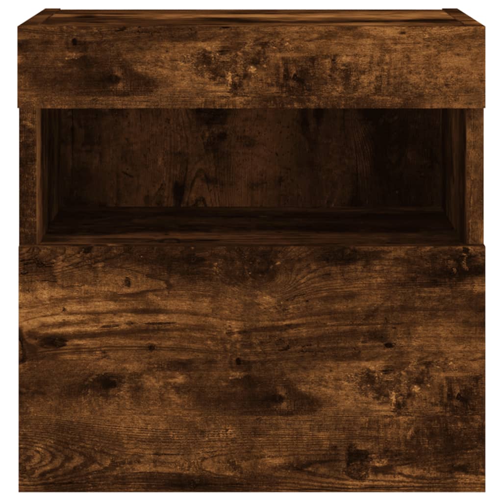 Meubles TV muraux et lumières LED 2pcs chêne fumé 40x30x40 cm - XIOS