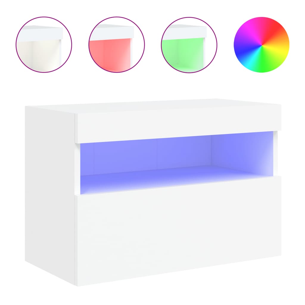 Meuble TV mural avec lumières LED blanc 60x30x40 cm - XIOS