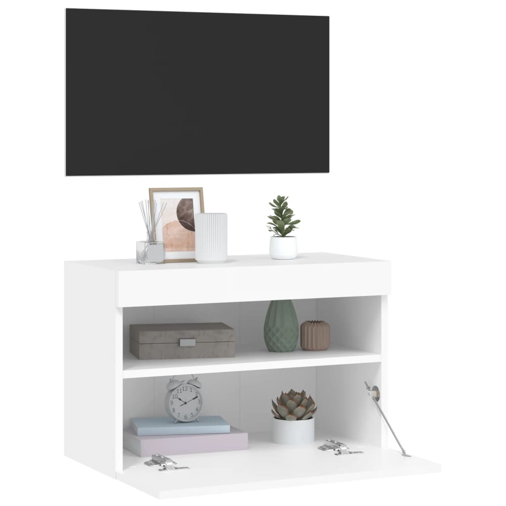Meuble TV mural avec lumières LED blanc 60x30x40 cm - XIOS