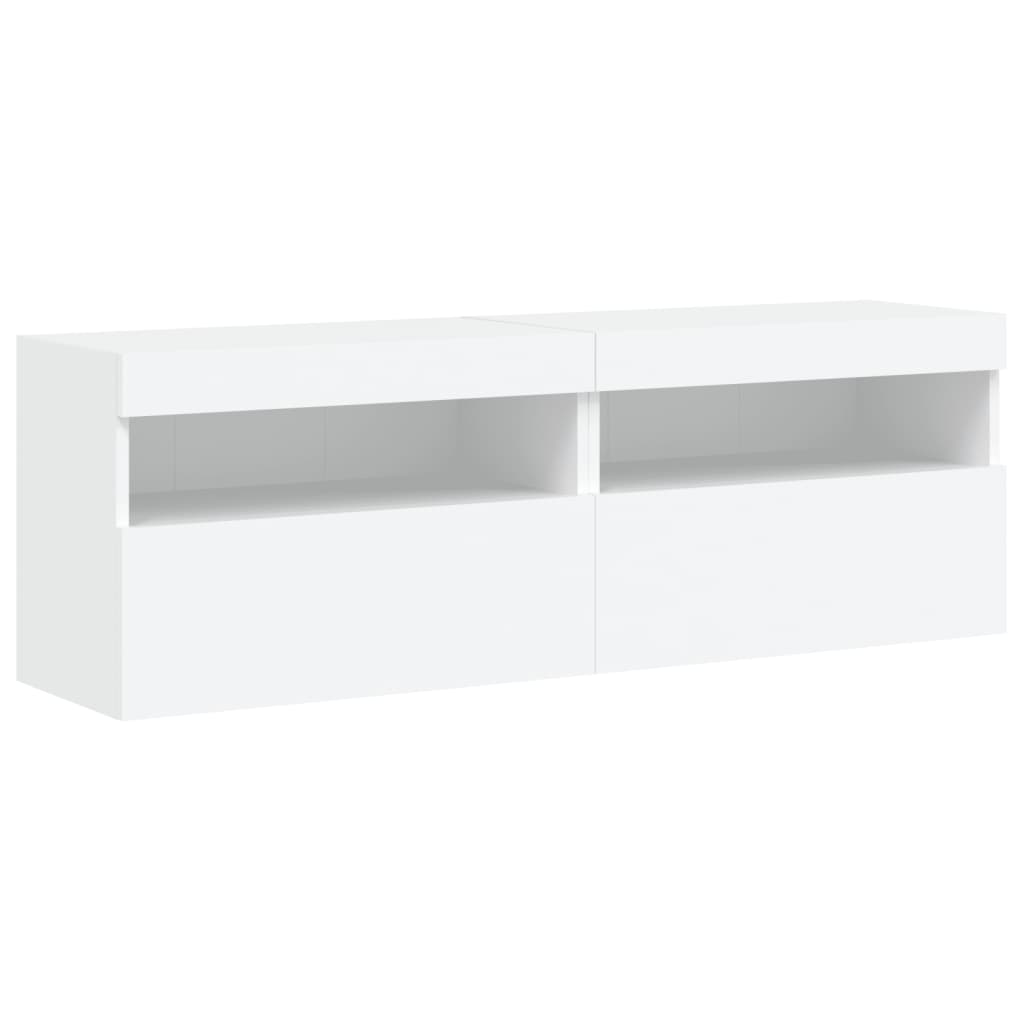Meubles TV muraux avec lumières LED 2 pcs blanc 60x30x40 cm - XIOS