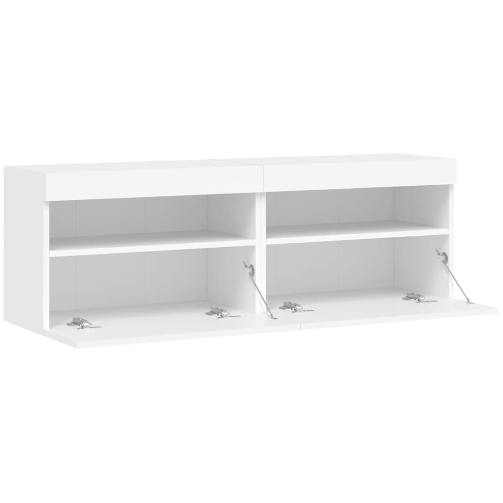 Meubles TV muraux avec lumières LED 2 pcs blanc 60x30x40 cm - XIOS