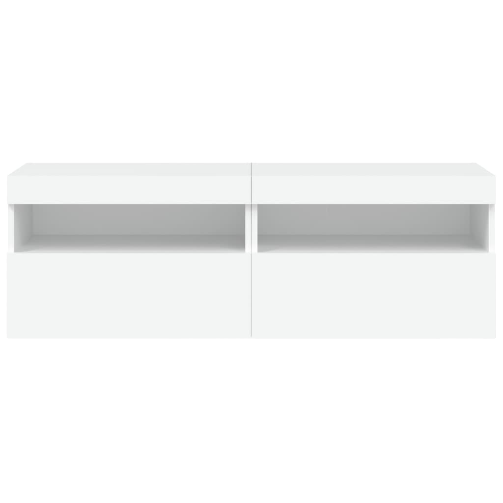 Meubles TV muraux avec lumières LED 2 pcs blanc 60x30x40 cm - XIOS