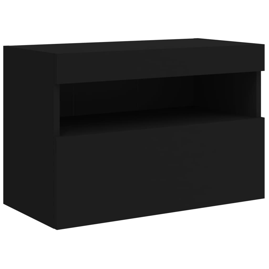 Meuble TV mural avec lumières LED noir 60x30x40 cm - XIOS