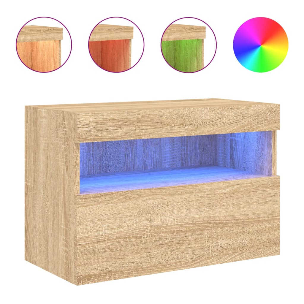 Meuble TV mural avec lumières LED chêne sonoma 60x30x40 cm - XIOS