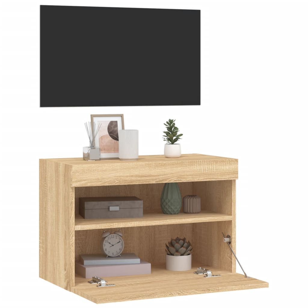 Meuble TV mural avec lumières LED chêne sonoma 60x30x40 cm - XIOS