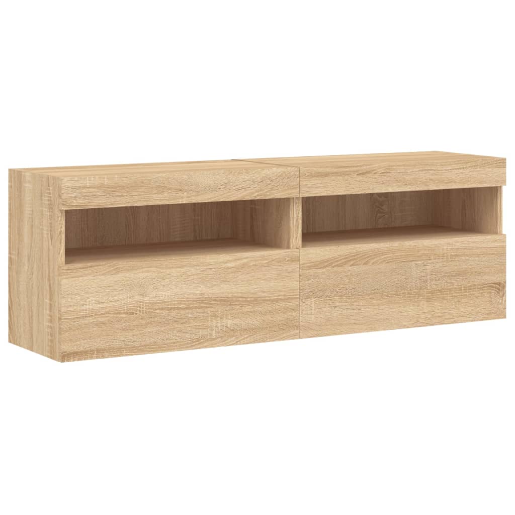 Meubles TV muraux lumières LED 2 pcs chêne sonoma 60x30x40 cm - XIOS