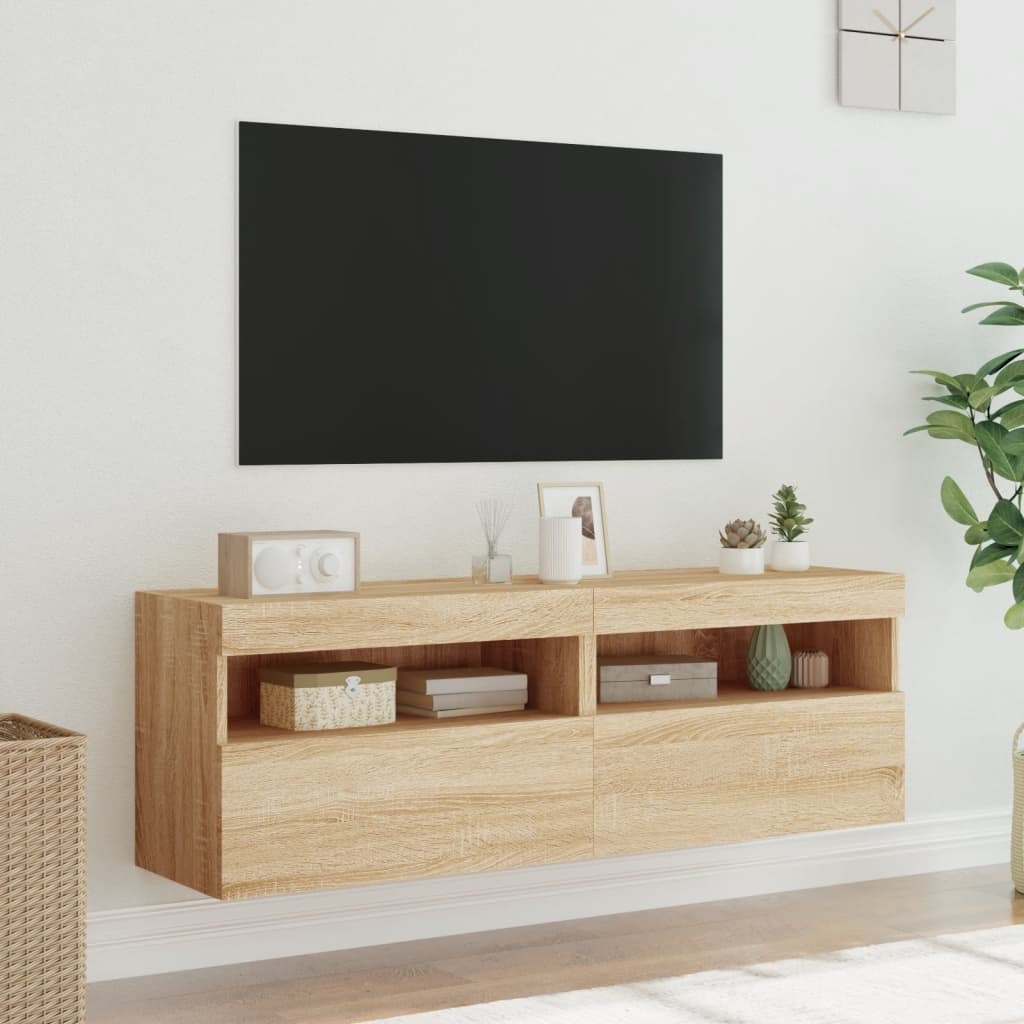Meubles TV muraux lumières LED 2 pcs chêne sonoma 60x30x40 cm - XIOS