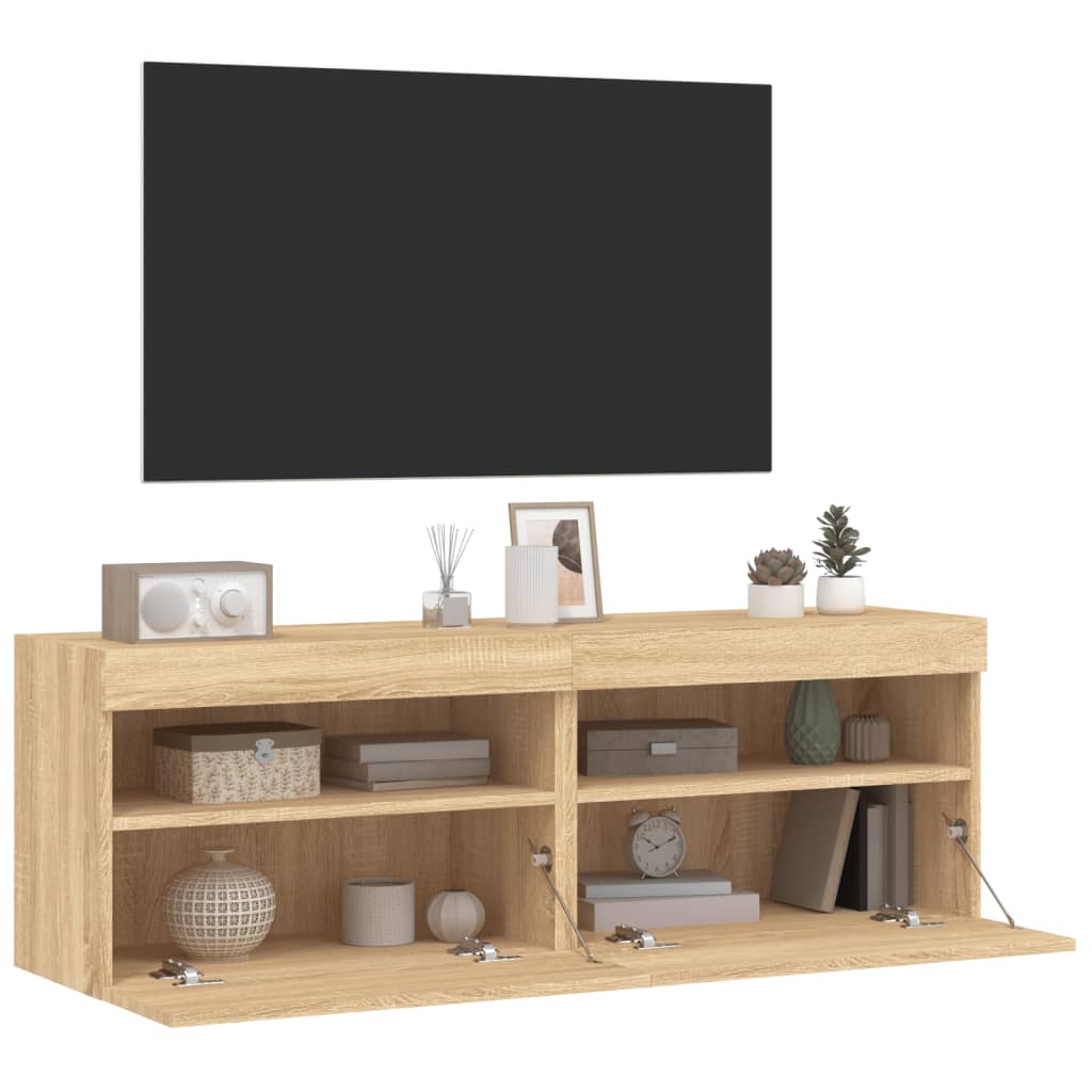 Meubles TV muraux lumières LED 2 pcs chêne sonoma 60x30x40 cm - XIOS