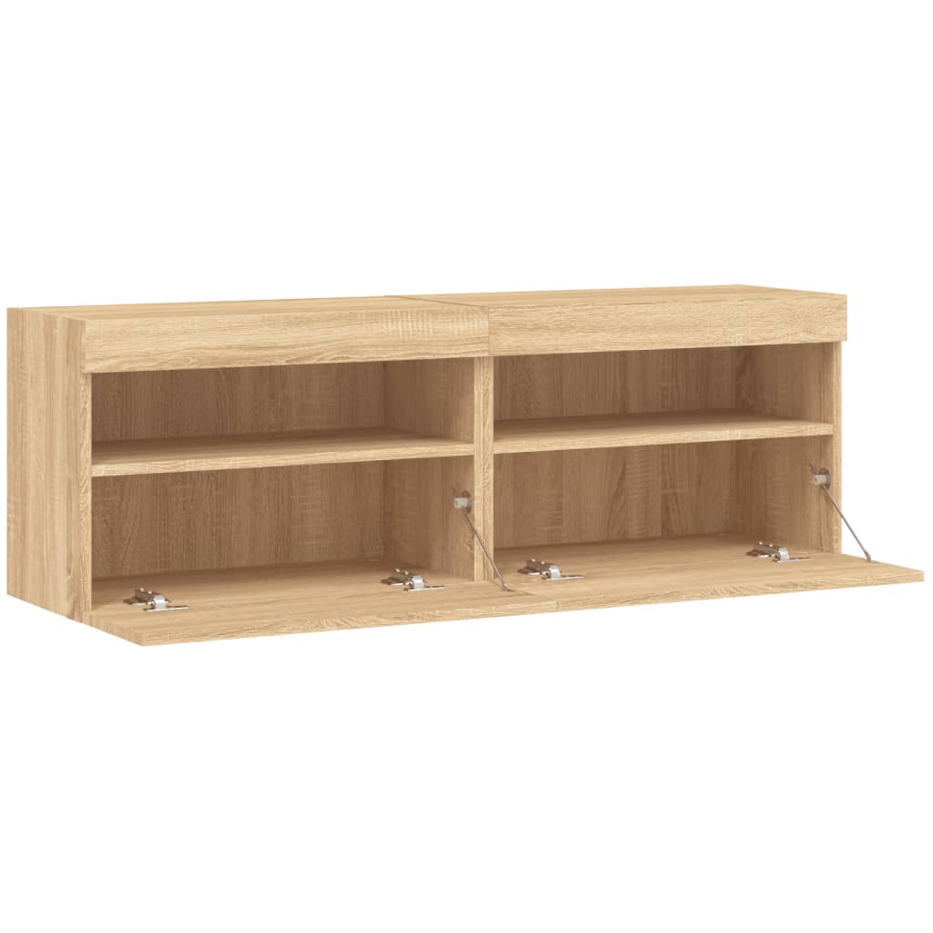Meubles TV muraux lumières LED 2 pcs chêne sonoma 60x30x40 cm - XIOS