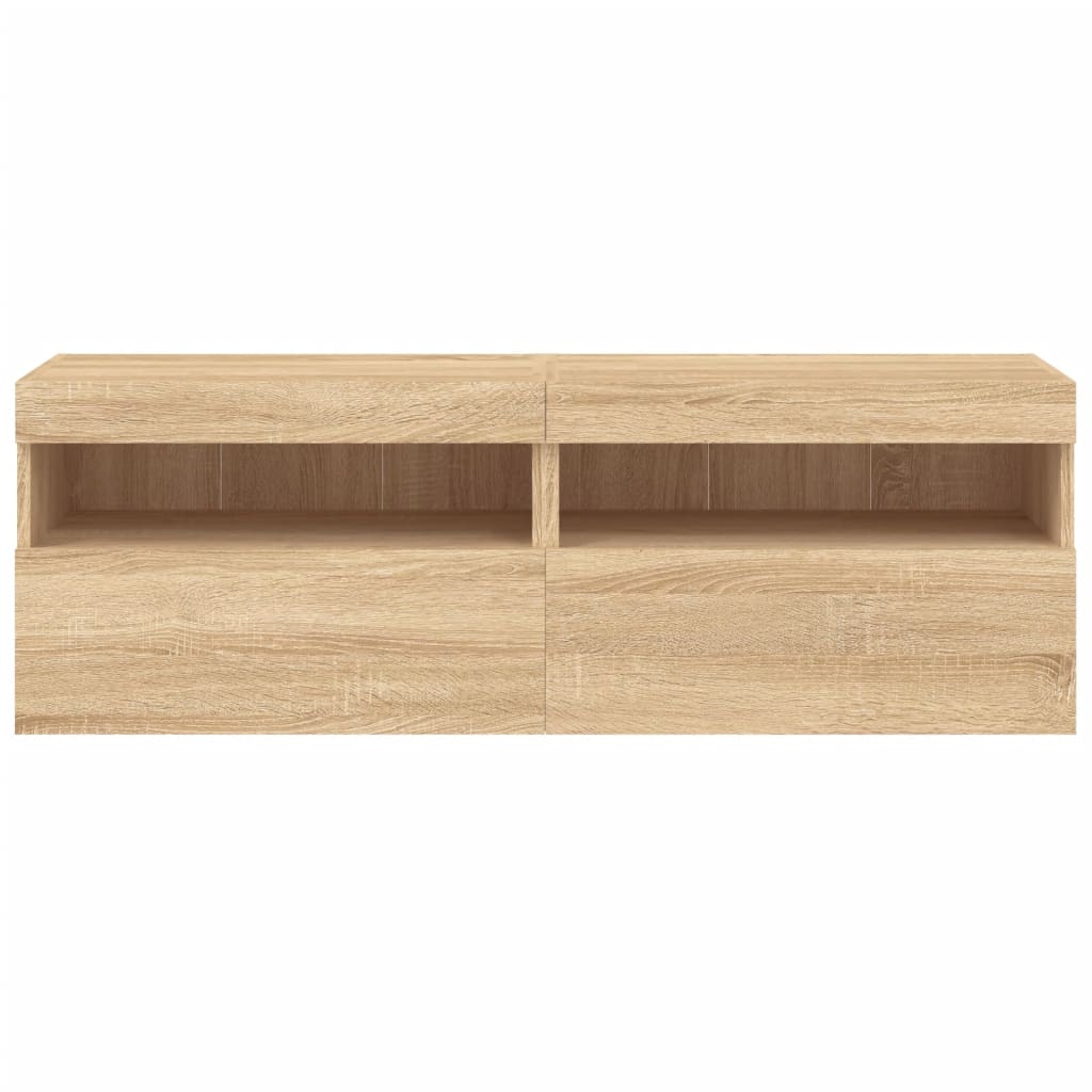 Meubles TV muraux lumières LED 2 pcs chêne sonoma 60x30x40 cm - XIOS