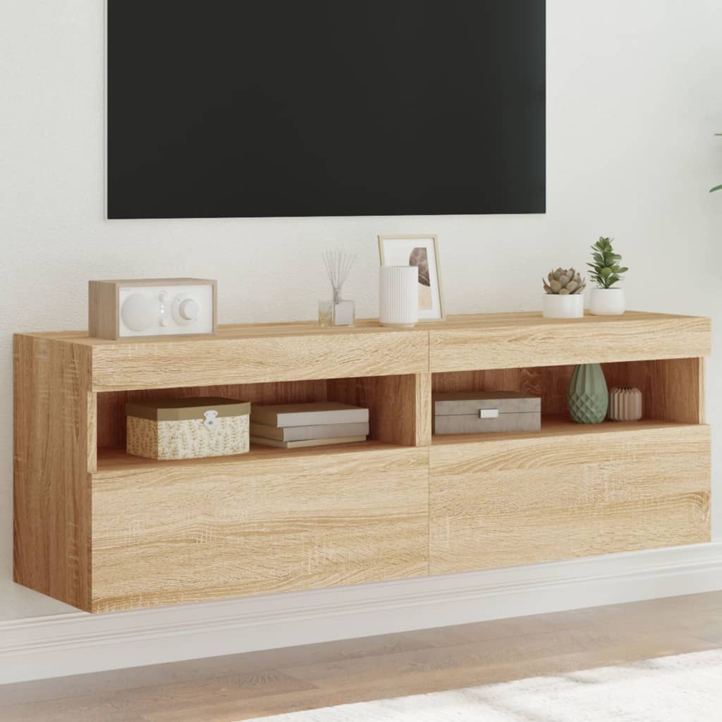 Meubles TV muraux lumières LED 2 pcs chêne sonoma 60x30x40 cm - XIOS