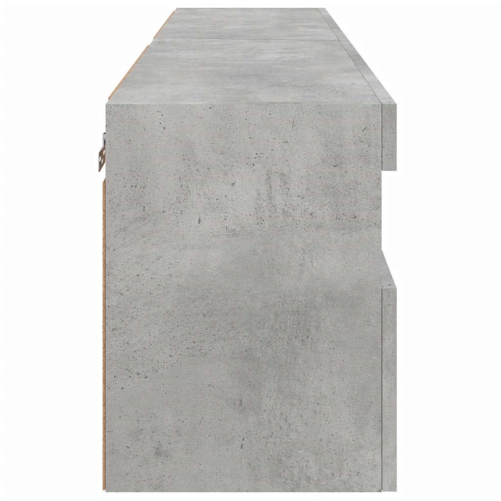 Meubles TV muraux et lumières LED 2pcs gris béton 60x30x40 cm - XIOS