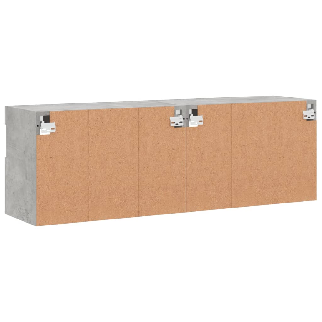 Meubles TV muraux et lumières LED 2pcs gris béton 60x30x40 cm - XIOS