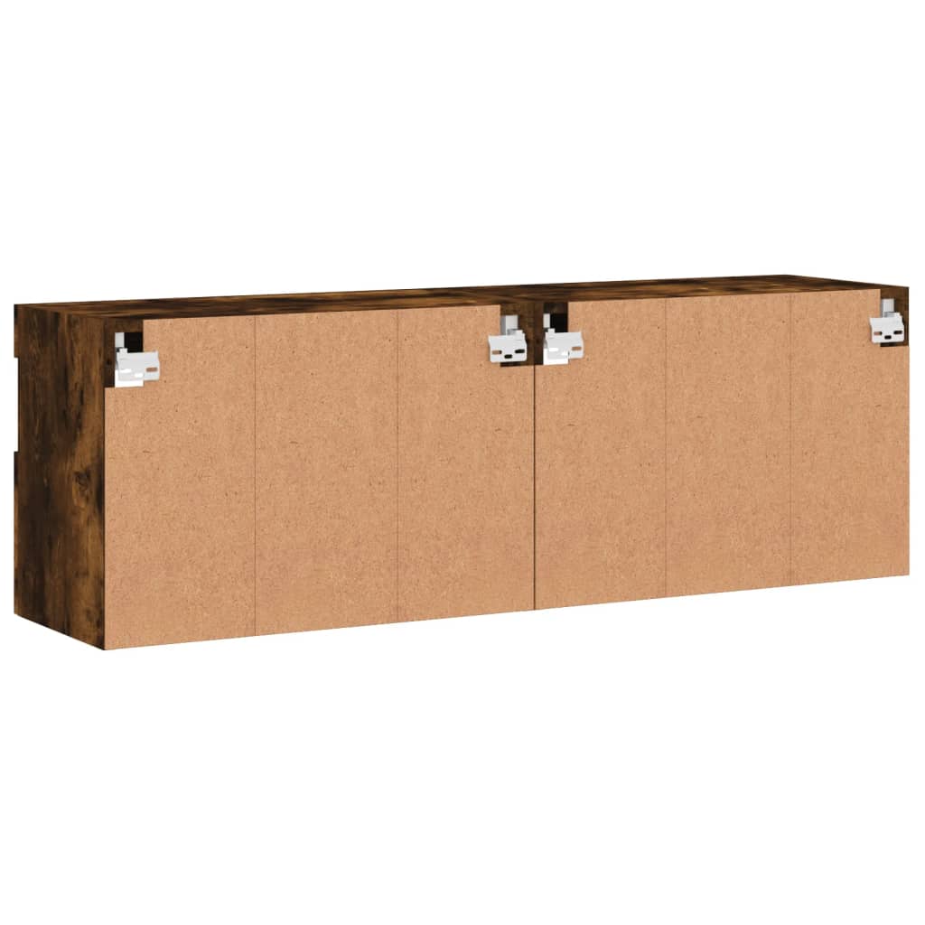 Meubles TV muraux et lumières LED 2pcs chêne fumé 60x30x40 cm - XIOS