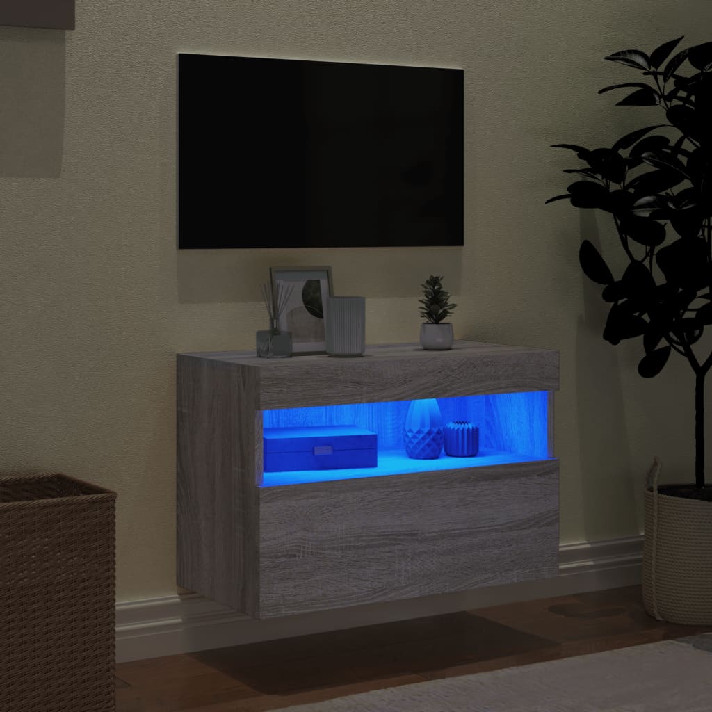 Meuble TV mural avec lumières LED sonoma gris 60x30x40 cm - XIOS
