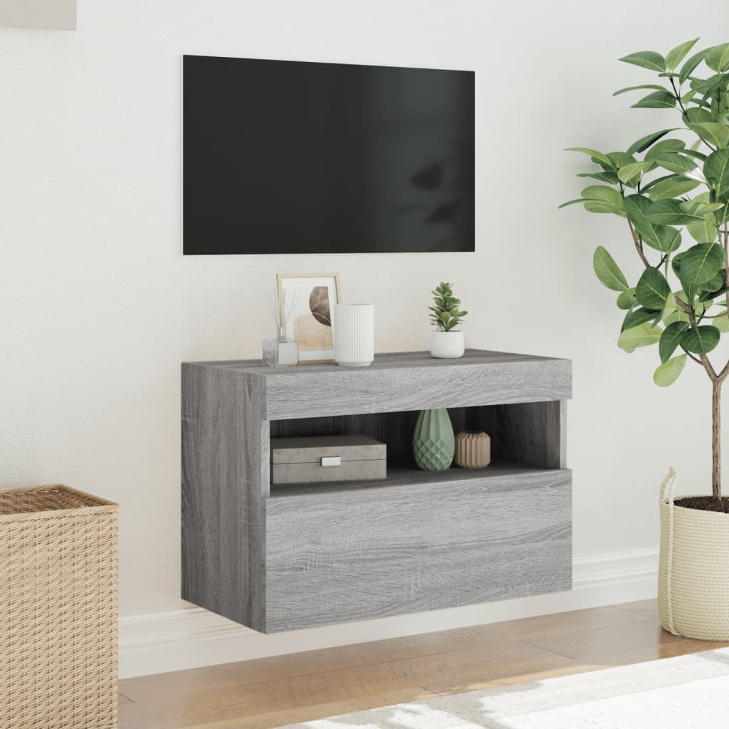 Meuble TV mural avec lumières LED sonoma gris 60x30x40 cm - XIOS