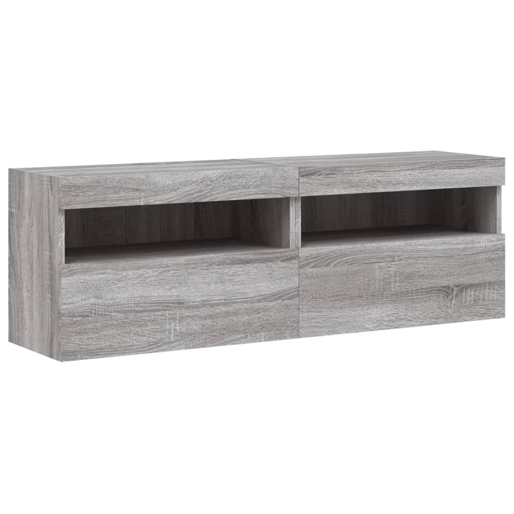 Meubles TV muraux et lumières LED 2pcs sonoma gris 60x30x40 cm - XIOS