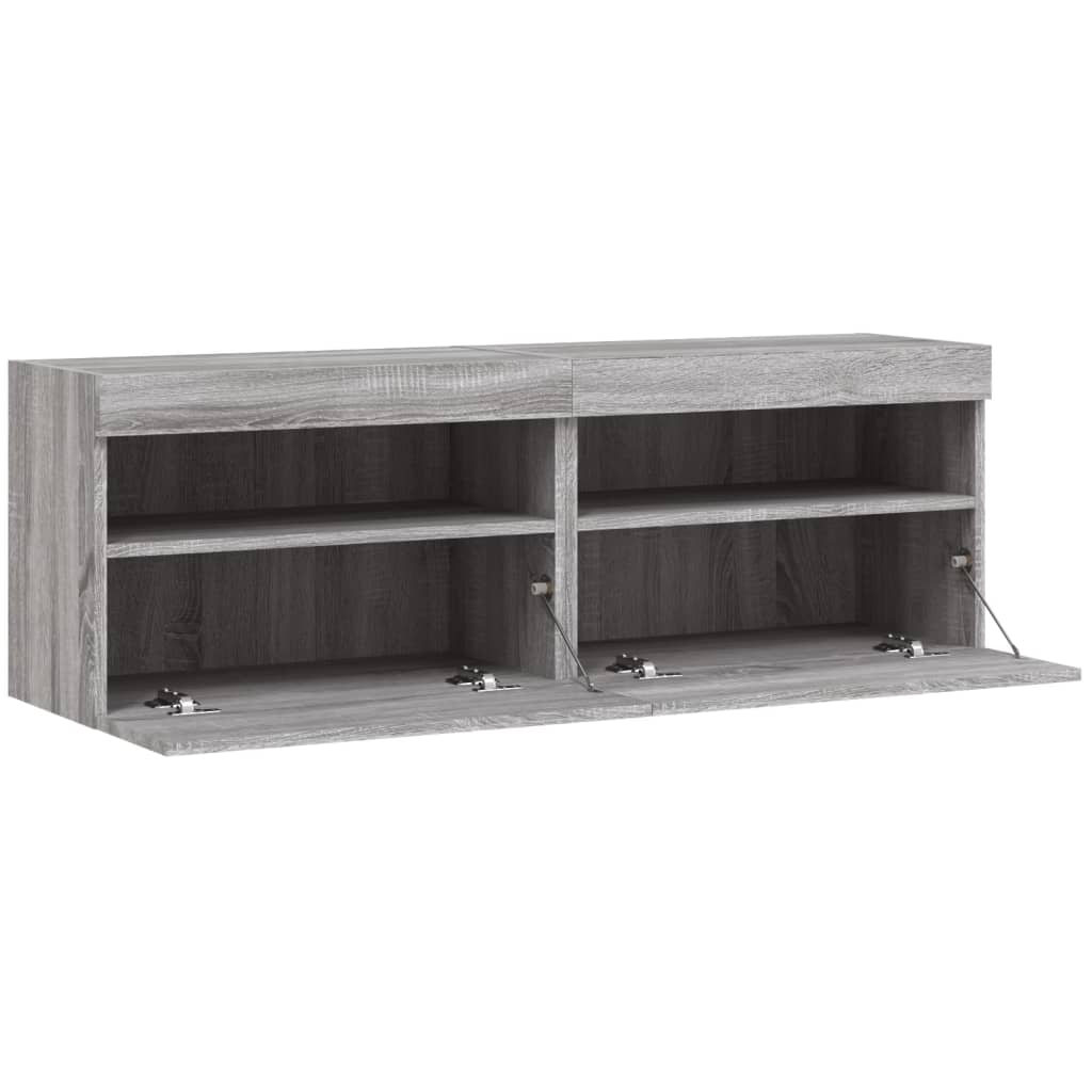 Meubles TV muraux et lumières LED 2pcs sonoma gris 60x30x40 cm - XIOS