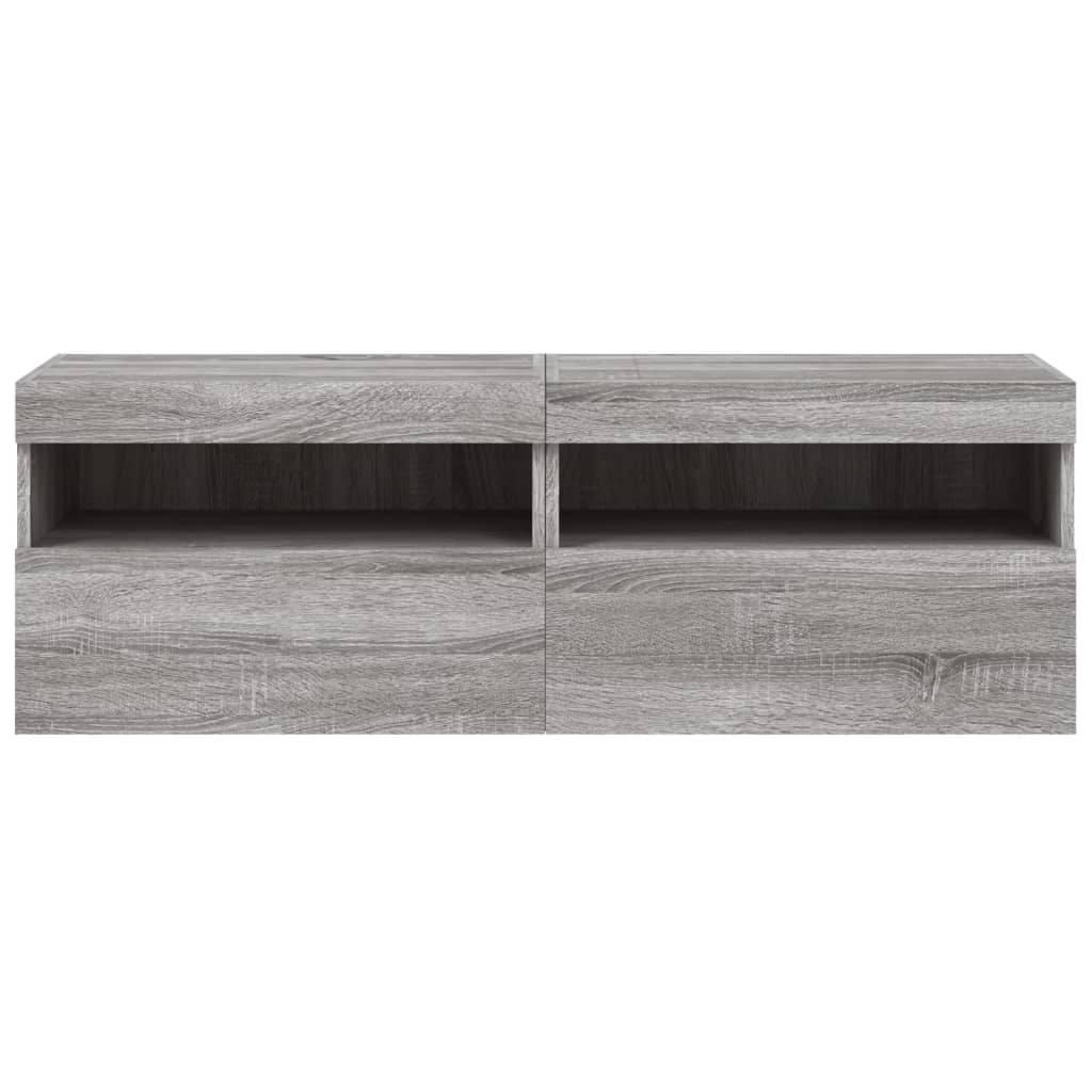 Meubles TV muraux et lumières LED 2pcs sonoma gris 60x30x40 cm - XIOS