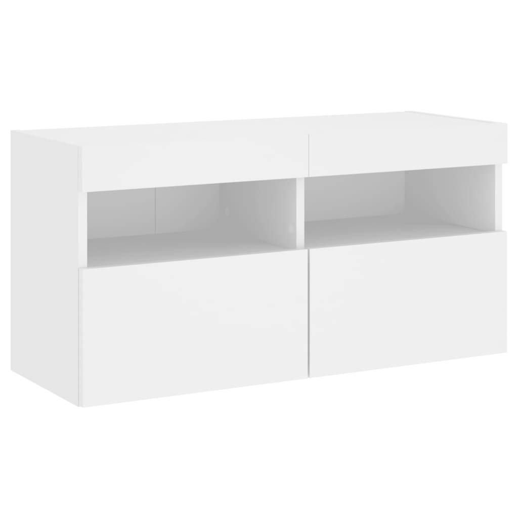 Meuble TV mural avec lumières LED blanc 80x30x40 cm - XIOS