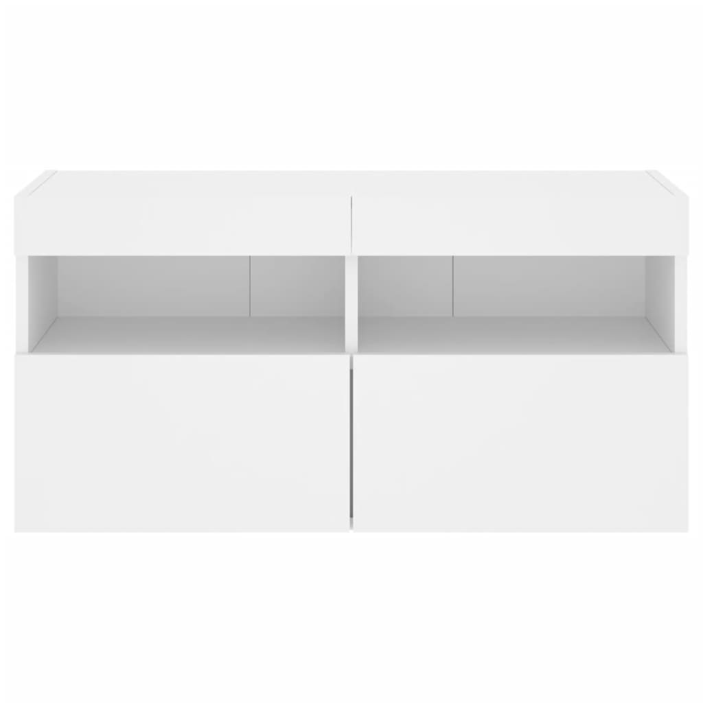 Meuble TV mural avec lumières LED blanc 80x30x40 cm - XIOS