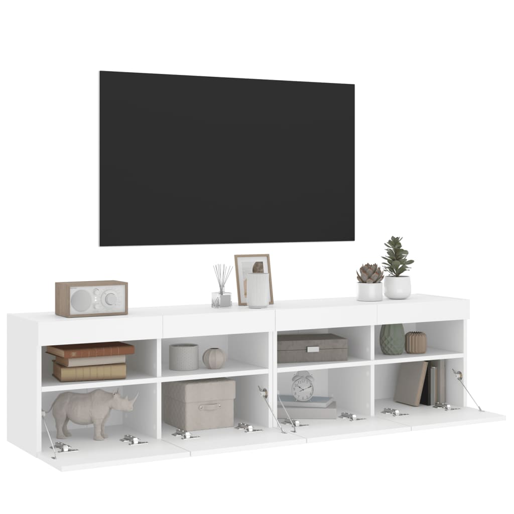 Meubles TV muraux avec lumières LED 2 pcs blanc 80x30x40 cm - XIOS