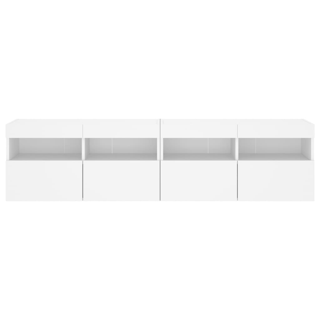 Meubles TV muraux avec lumières LED 2 pcs blanc 80x30x40 cm - XIOS