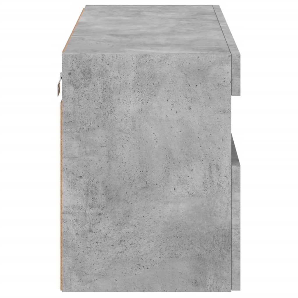 Meuble TV mural avec lumières LED gris béton 80x30x40 cm - XIOS